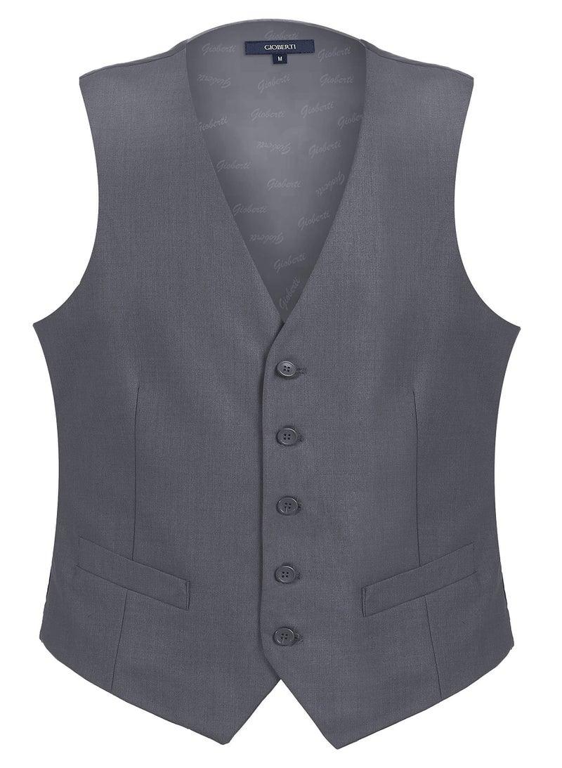 Gioberti Men's Formal Suit Vest Fit for Business or Casual Dress, Gray, X-Small - Image 1